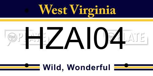 HZAI04 West Virginia License Plate