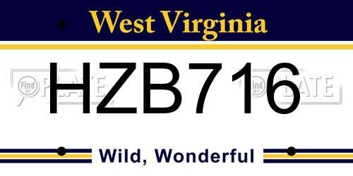 HZB716 West Virginia License Plate