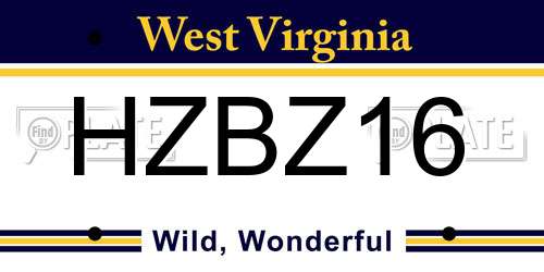 HZBZ16 West Virginia License Plate