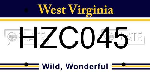 HZC045 West Virginia License Plate
