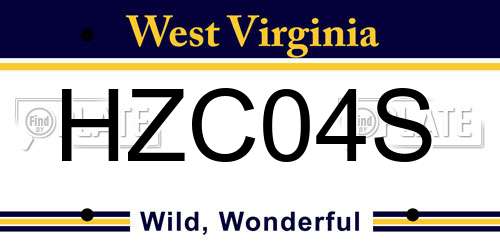 HZC04S West Virginia License Plate