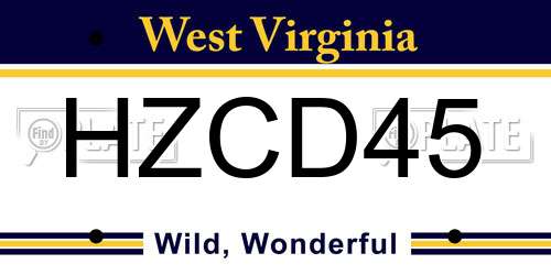 HZCD45 West Virginia License Plate