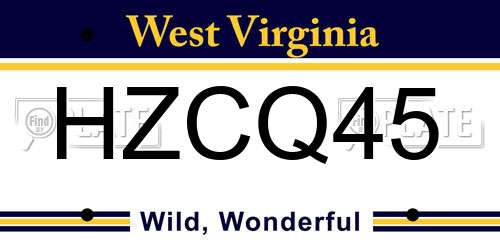 HZCQ45 West Virginia License Plate