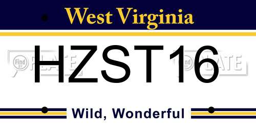 HZST16 West Virginia License Plate