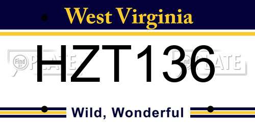 HZT136 West Virginia License Plate