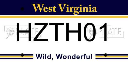 HZTH01 West Virginia License Plate