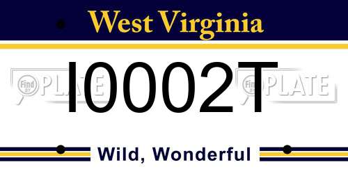 I0002T West Virginia License Plate