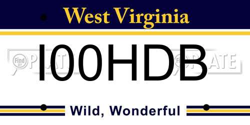 I00HDB West Virginia License Plate