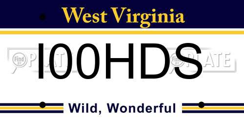 I00HDS West Virginia License Plate