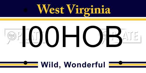 I00HOB West Virginia License Plate