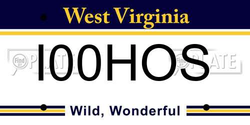 I00HOS West Virginia License Plate