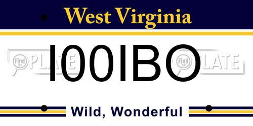 I00IBO West Virginia License Plate