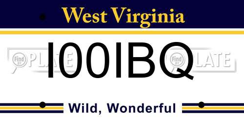 I00IBQ West Virginia License Plate