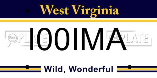 I00IMA West Virginia License Plate