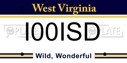I00ISD West Virginia License Plate