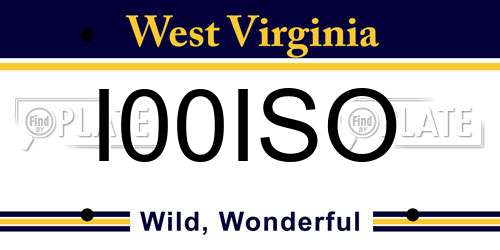 I00ISO West Virginia License Plate