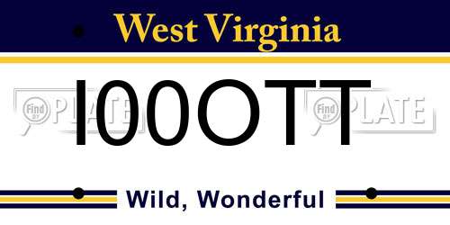 I00OTT West Virginia License Plate