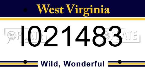 I021483 West Virginia License Plate