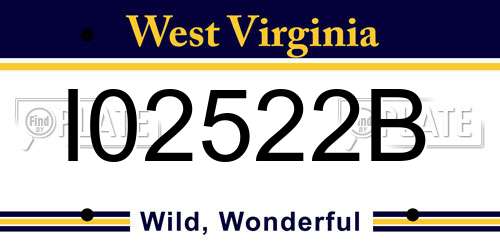 I02522B West Virginia License Plate