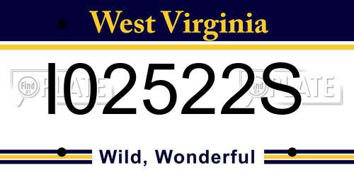 I02522S West Virginia License Plate