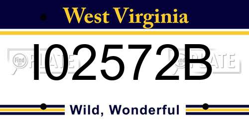 I02572B West Virginia License Plate
