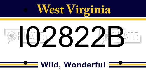 I02822B West Virginia License Plate