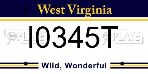 I0345T West Virginia License Plate