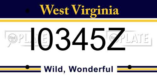 I0345Z West Virginia License Plate