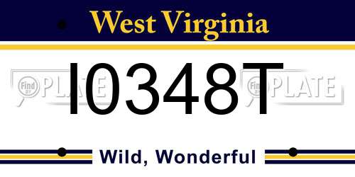 I0348T West Virginia License Plate