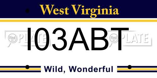I03ABT West Virginia License Plate