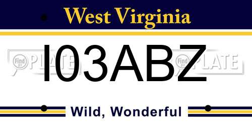 I03ABZ West Virginia License Plate