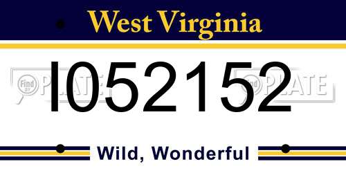I052152 West Virginia License Plate