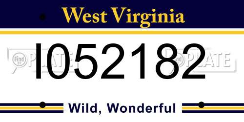 I052182 West Virginia License Plate