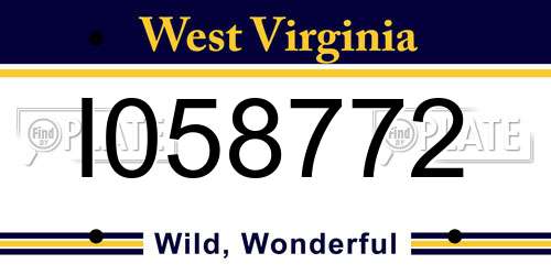 I058772 West Virginia License Plate