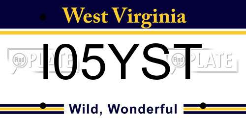 I05YST West Virginia License Plate