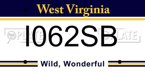 I062SB West Virginia License Plate