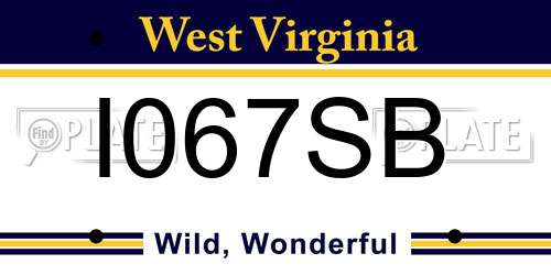 I067SB West Virginia License Plate
