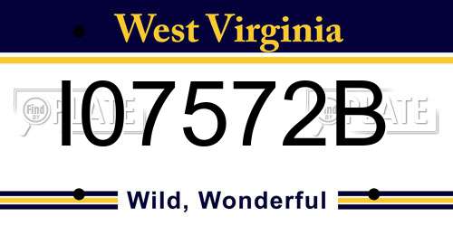 I07572B West Virginia License Plate