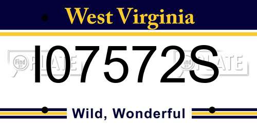 I07572S West Virginia License Plate