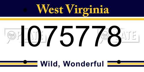 I075778 West Virginia License Plate
