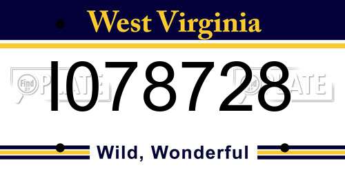 I078728 West Virginia License Plate