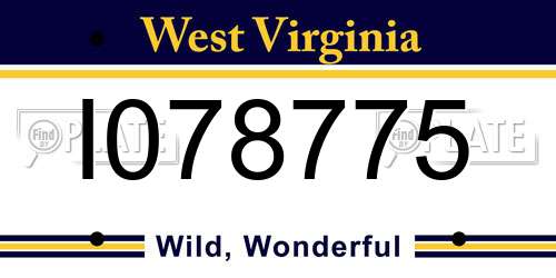I078775 West Virginia License Plate