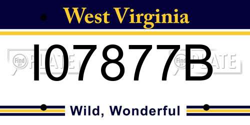 I07877B West Virginia License Plate