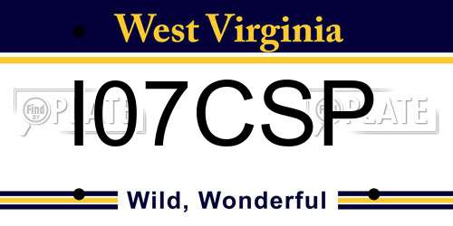 I07CSP West Virginia License Plate