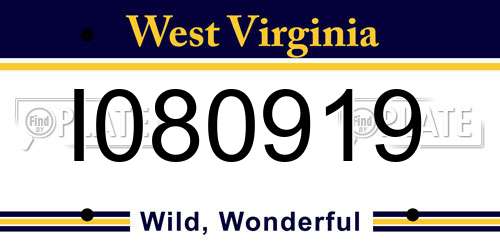I080919 West Virginia License Plate