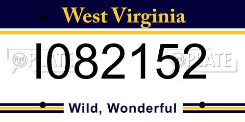 I082152 West Virginia License Plate