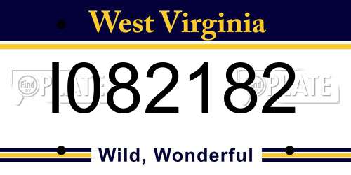 I082182 West Virginia License Plate