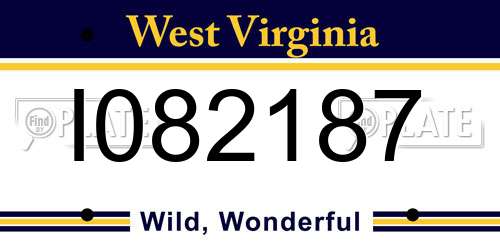 I082187 West Virginia License Plate