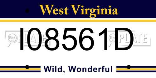 I08561D West Virginia License Plate