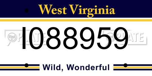 I088959 West Virginia License Plate